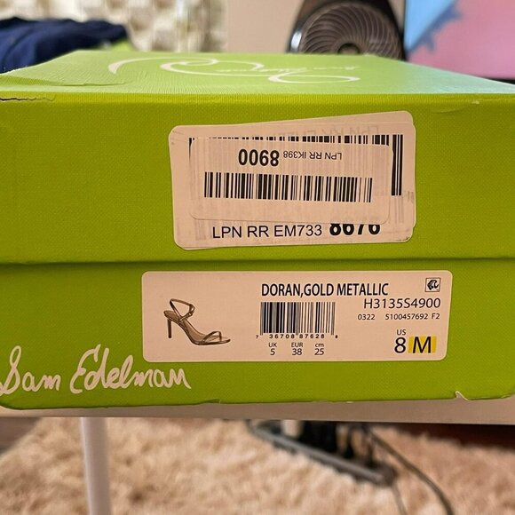 Sam Edelman Gold Metallic Strappy Heels Doran Shoes Sz 8 NEW - Picture 8 of 8